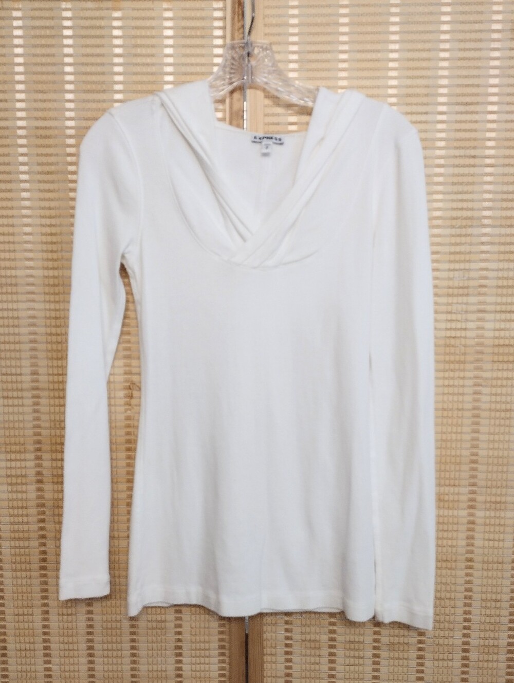 Express  Sz M  Cream Long-Sleeve Hooded Pullover